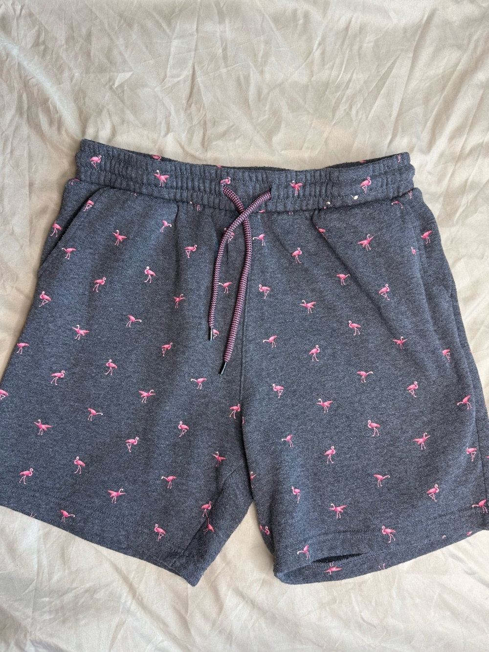 🔥2 for $10🔥 Urban Planet Gray Athletic Shorts Flamingo Print Men's Medium